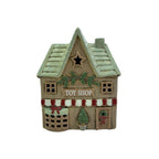 Christmas market stoneware toy shop tealight house