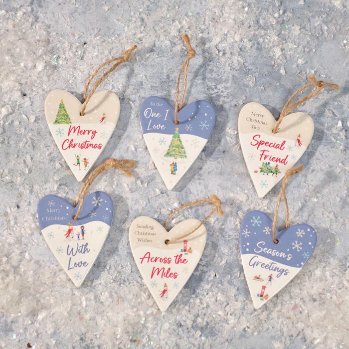 Sentimental Christmas ceramic hearts