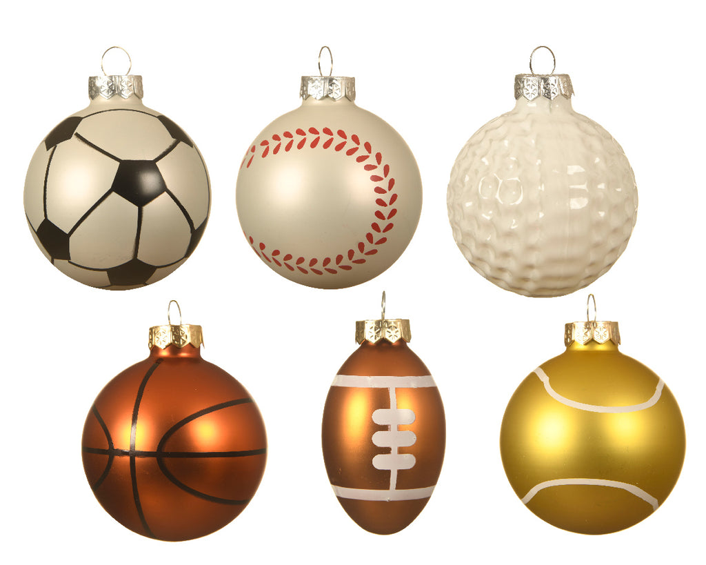 Sports ball glass baubles (6 Styles)