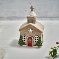 Holly cottage stoneware church tealight holder