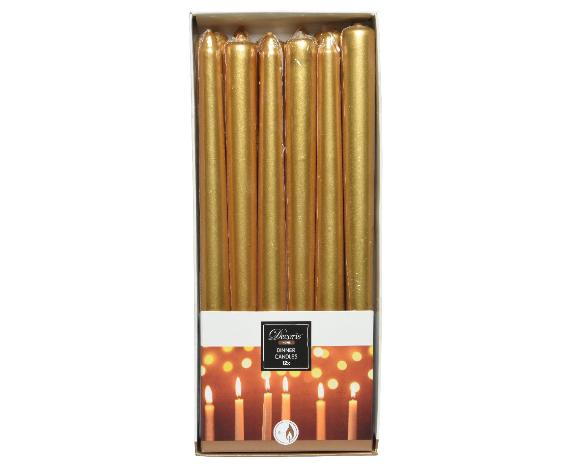 Gold wax dinner candles (Sold singly)