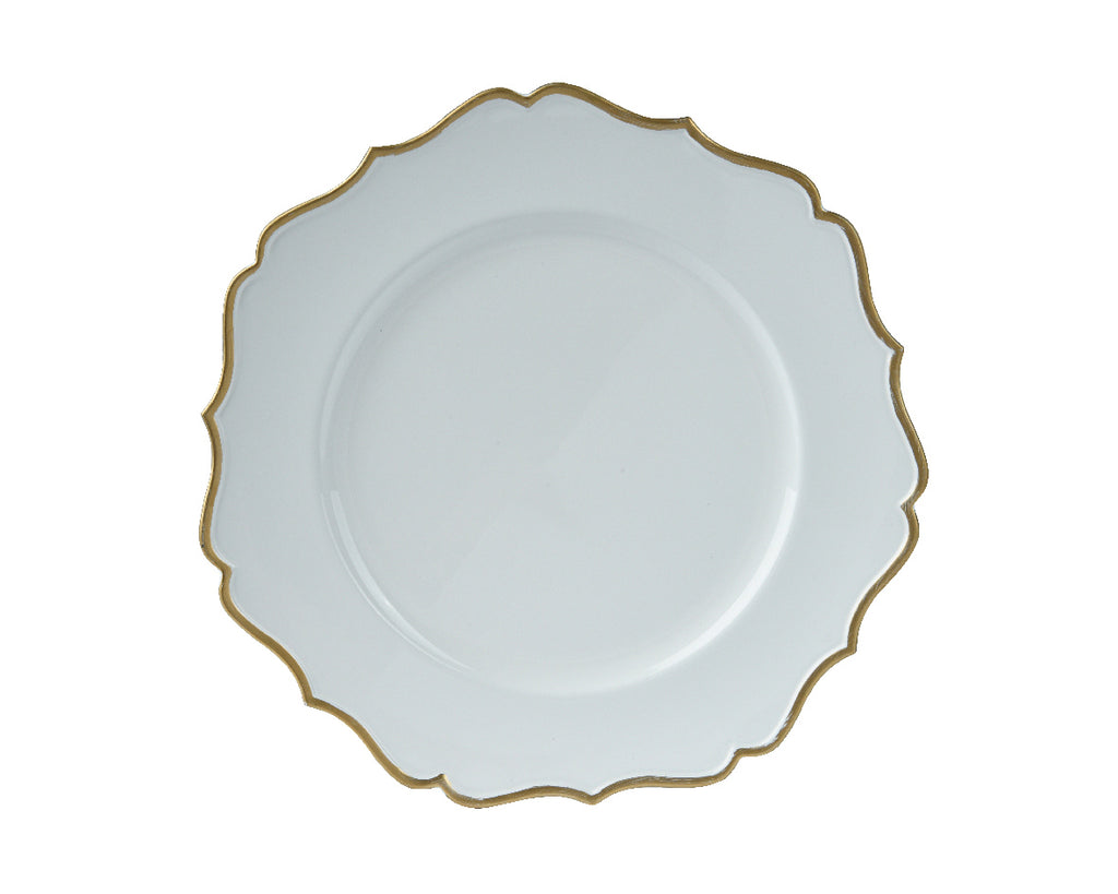 Elegant cream and gold fluted edge charger plate