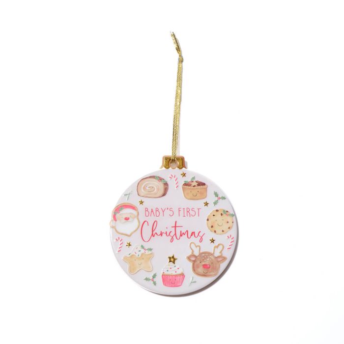 Baby’s first Christmas ceramic hanging dec