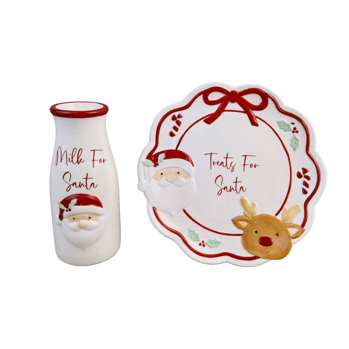 Santa treat plate and milk bottle gift box set