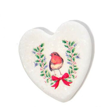 Robin heart shaped pebbles