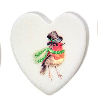 Robin heart shaped pebbles
