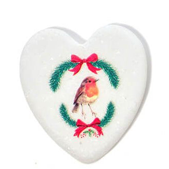 Robin heart shaped pebbles
