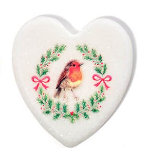 Robin heart shaped pebbles