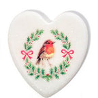 Robin heart shaped pebbles