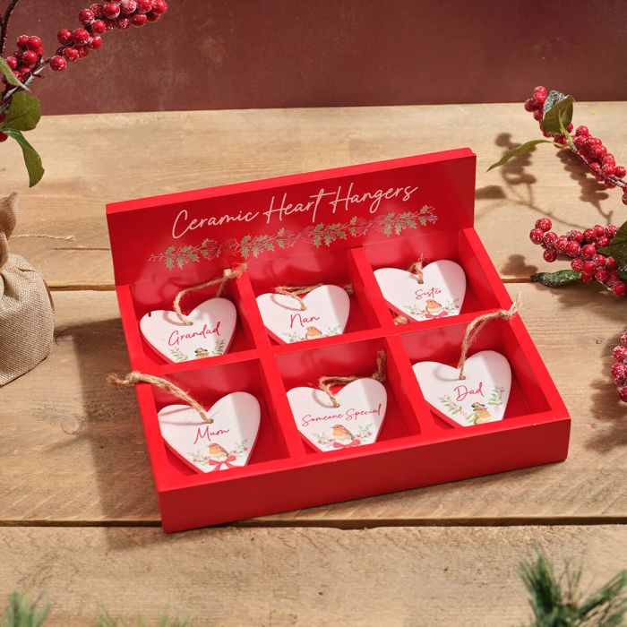 Robin family small ceramic hearts