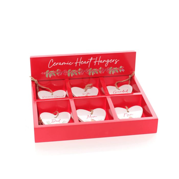 Robin family small ceramic hearts