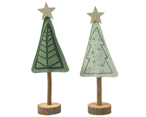 Mini felt Christmas tree ornament with gold sparkle star (2 Styles)