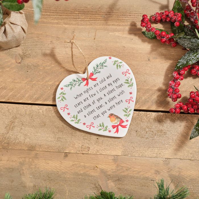 Robin think of you ceramic heart