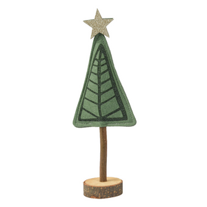 Mini felt Christmas tree ornament with gold sparkle star (2 Styles)