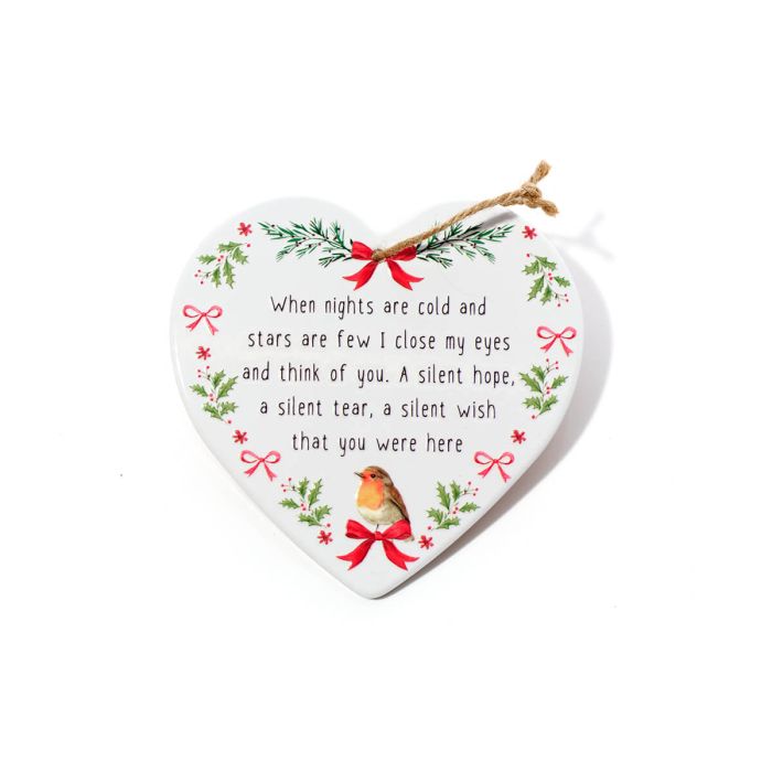 Robin think of you ceramic heart