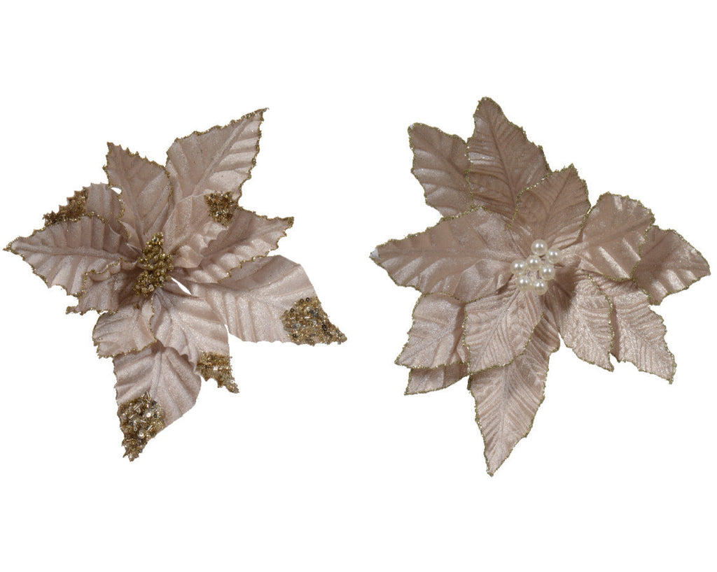Velvet pink poinsettia clip (2 Styles)