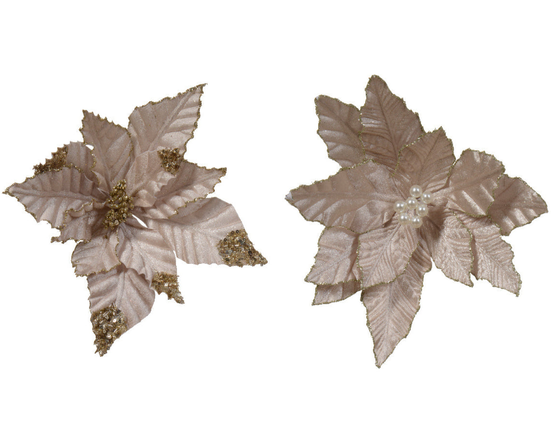 Velvet pink poinsettia clip (2 Styles)