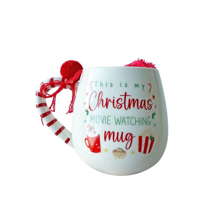 Festive fun Christmas movie mug & fluffy socks set