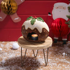 Stoneware Christmas pudding tealight house