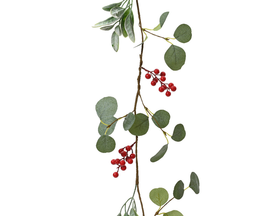 Elegant slimline red berry and eucalyptus lead garland