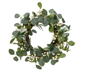 White berry wreath with eucalyptus leaves