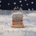 Christmas market let is snow wooden shop