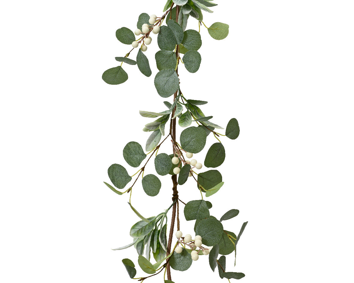 White berry garland with eucalyptus leaves