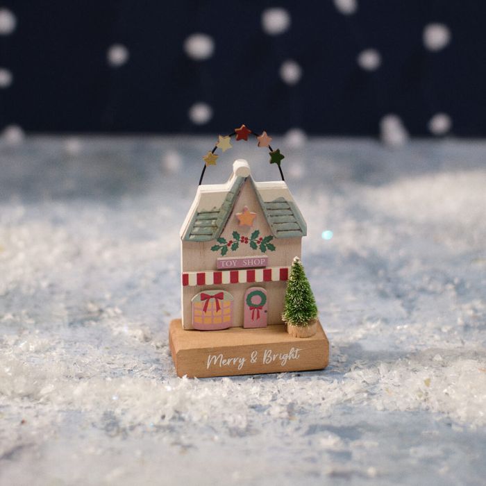 Christmas market toy shop wooden house
