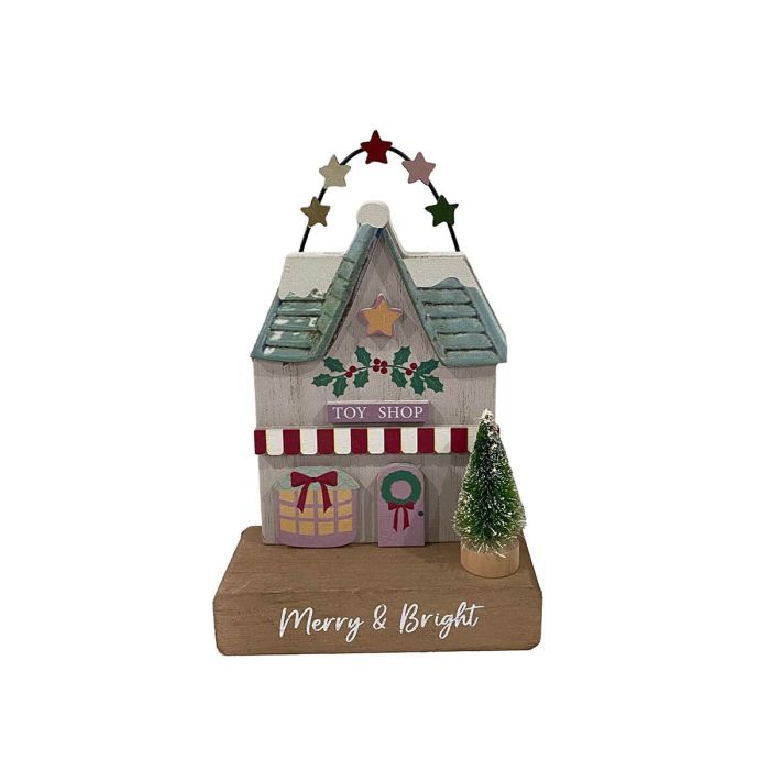 Christmas market toy shop wooden house
