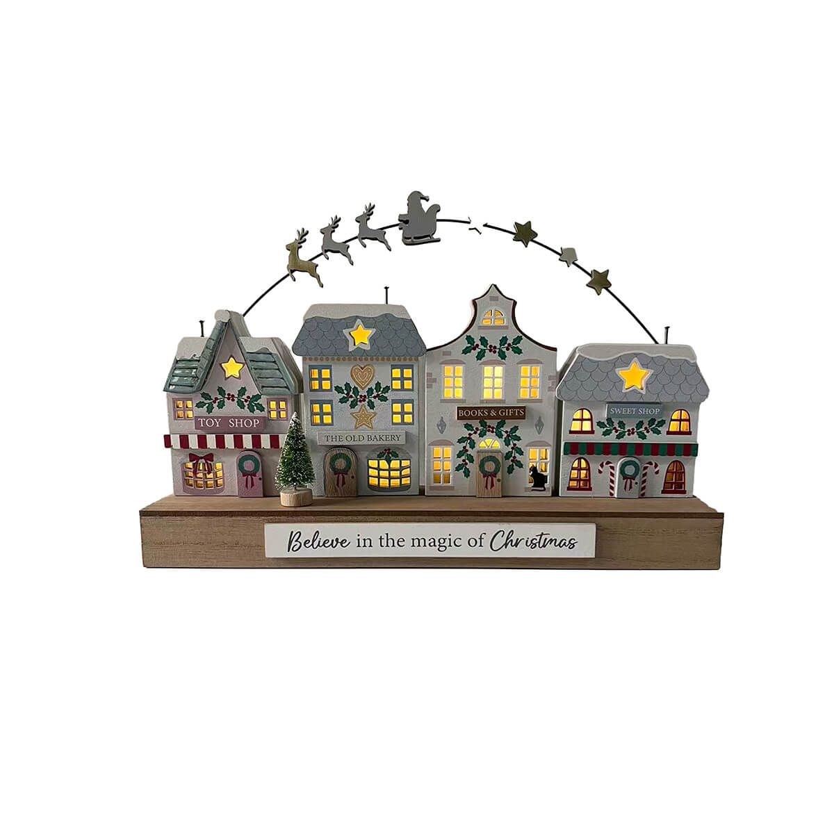 Christmas market Believe in the magic of Christmas cute wooden shops