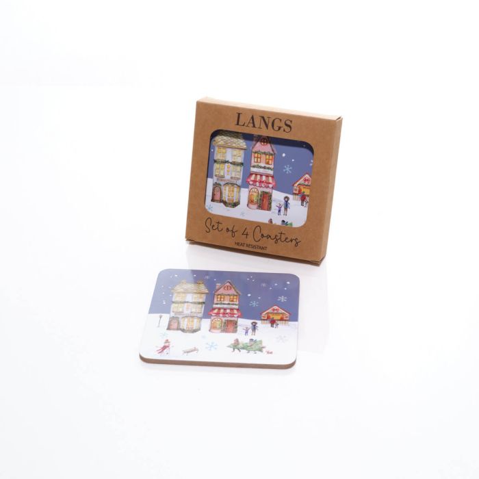 Christmas market scene set of 4 coasters