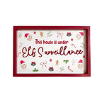 Elf crew under surveillance framed wood wall plaque