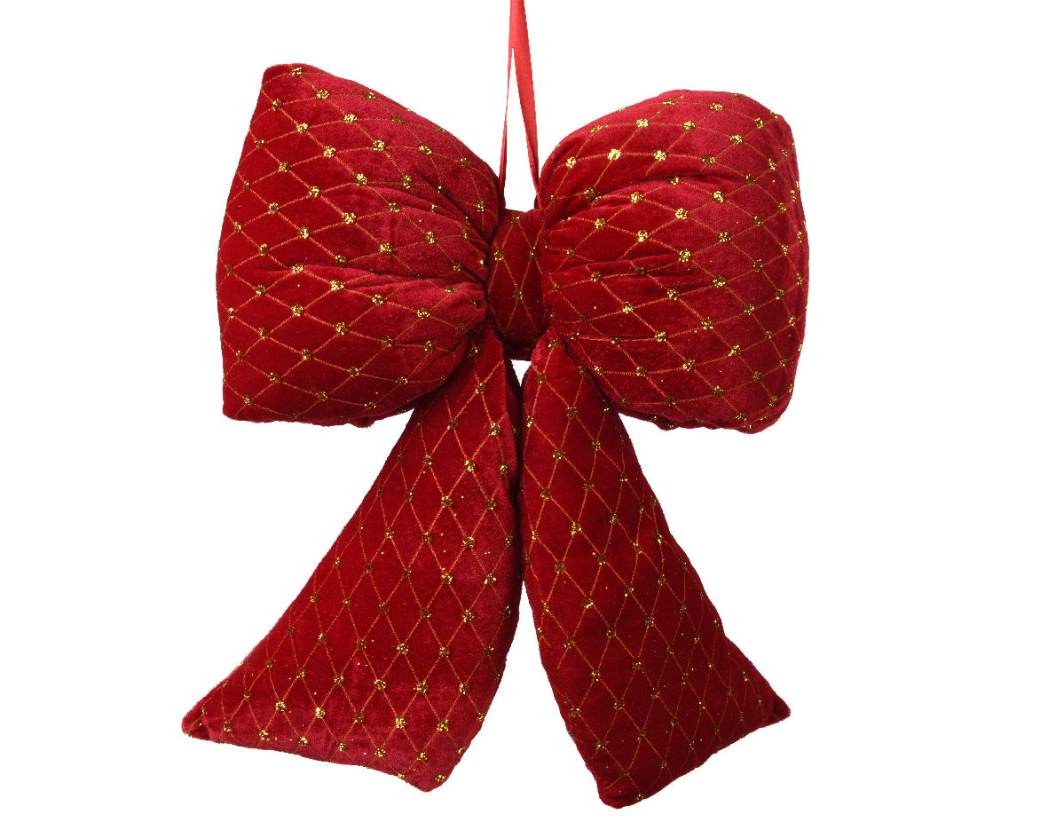 Christmas red bow with gold spangles (Small)