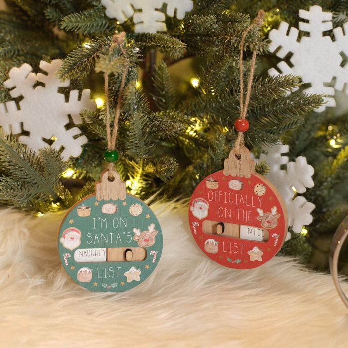 Santa’s naughty & nice list baubles