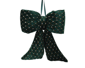 Emerald green bow with gold spangles (Extra Large)