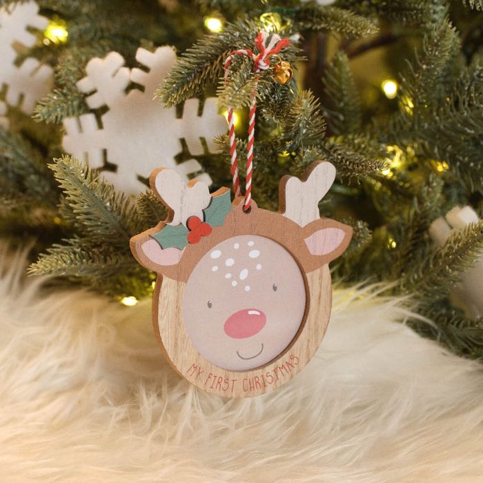 Rudolph shaped photo frame hanging dec