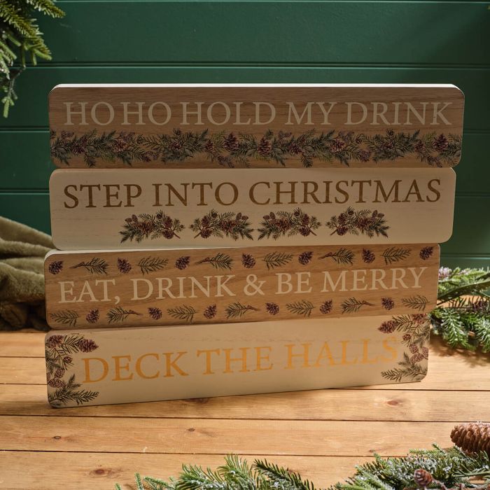 Evergreen printed chunked long wood plaques