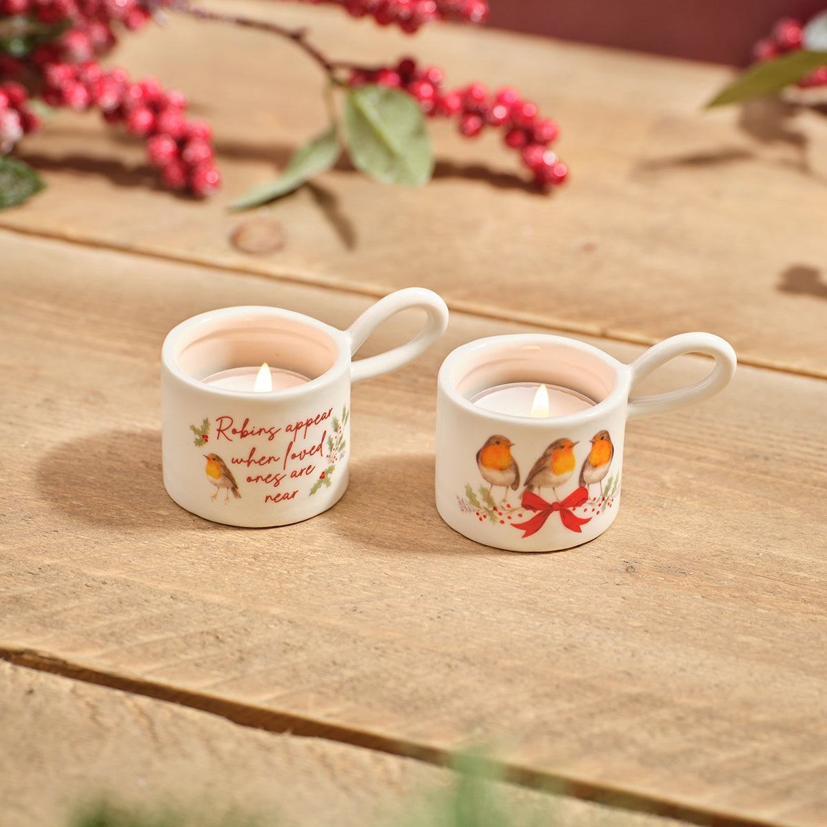 Robin stoneware tealight holder