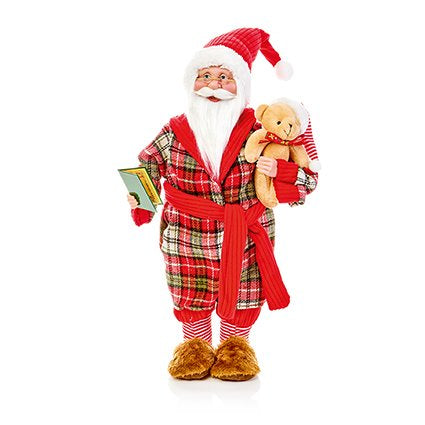 50cm Santa in pyjamas and teddy bear