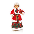 50cm Mrs Claus with plaid dress and present