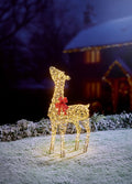 90cm lit golden elegance standing reindeer with 300 lights