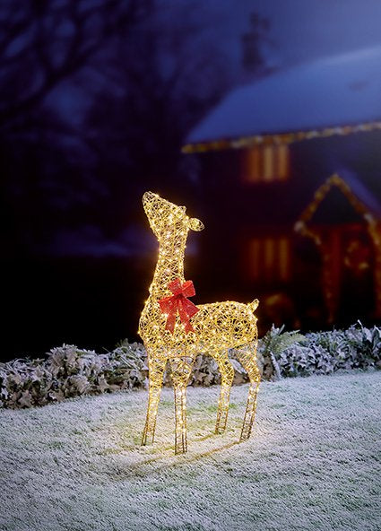 90cm lit golden elegance standing reindeer with 300 lights