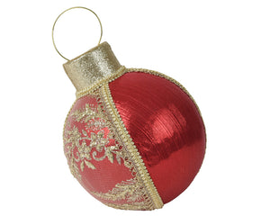 Red resting bauble with embroidered gold detailing (22cmH)