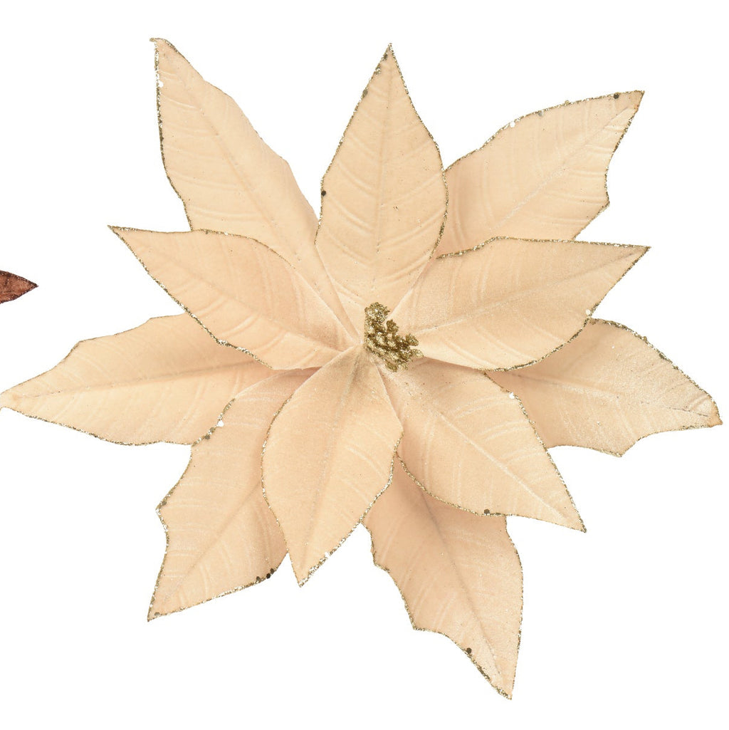 Velvet glitter poinsettia clip