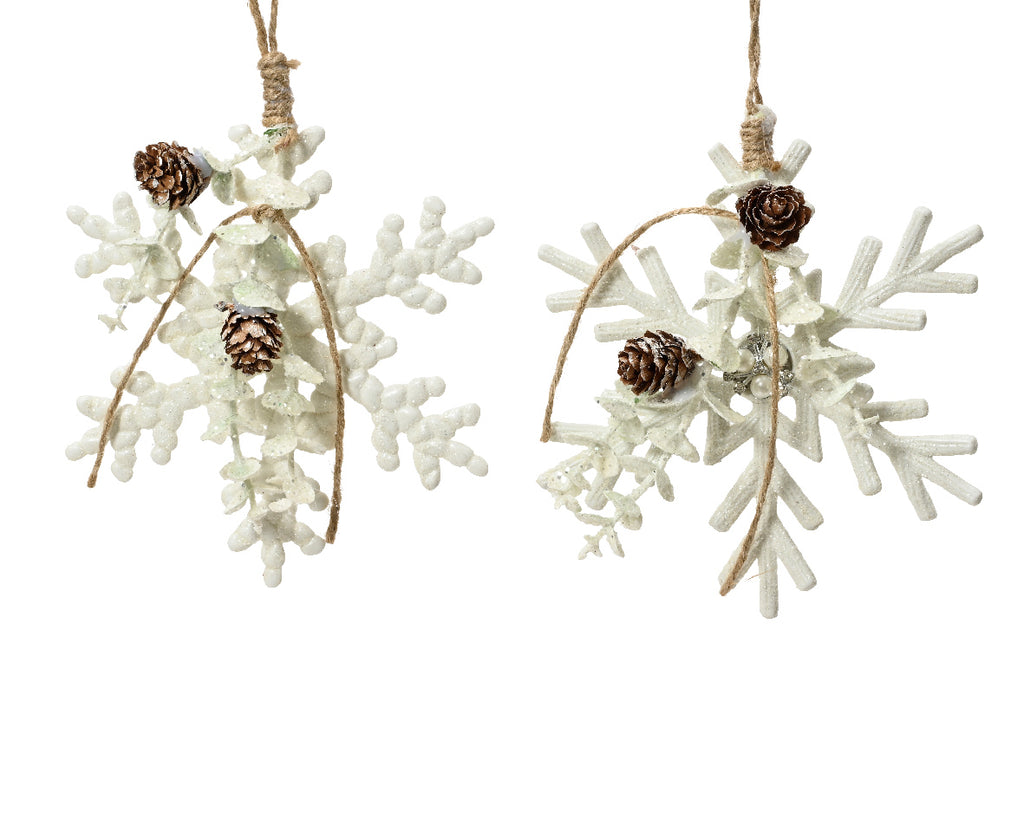 Glittered snowflake hanging dec