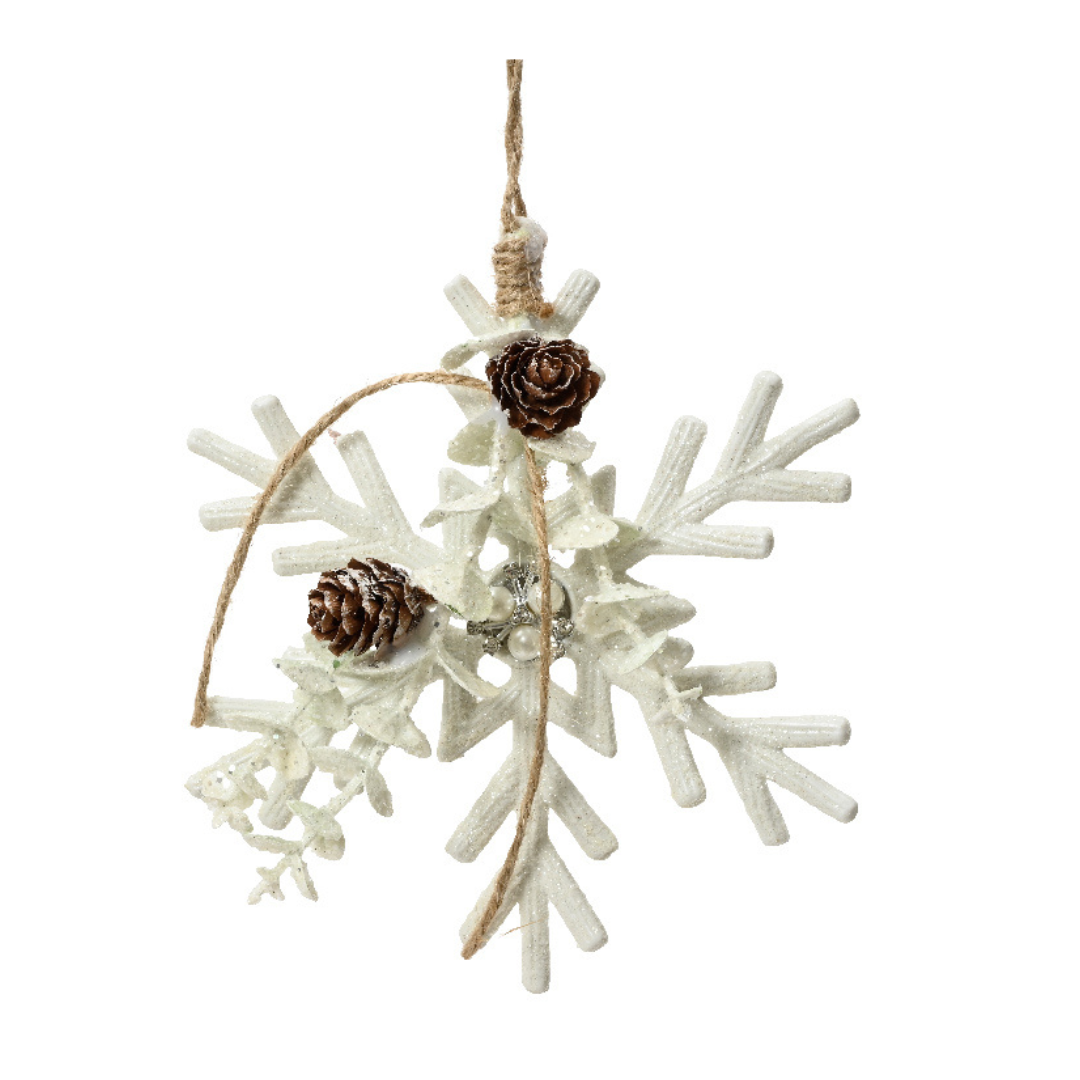 Glittered snowflake hanging dec