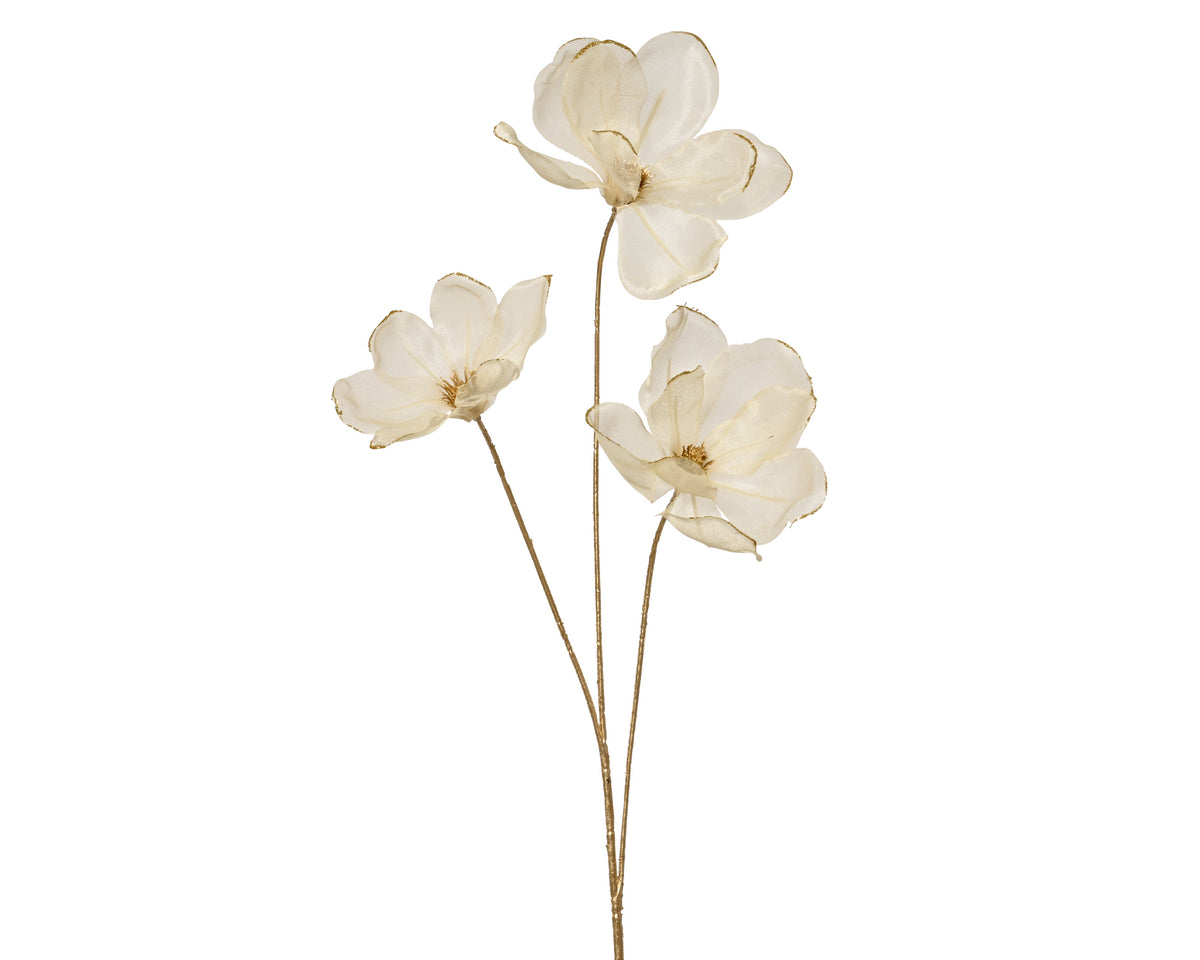 Cream and gold glitter magnolia spray