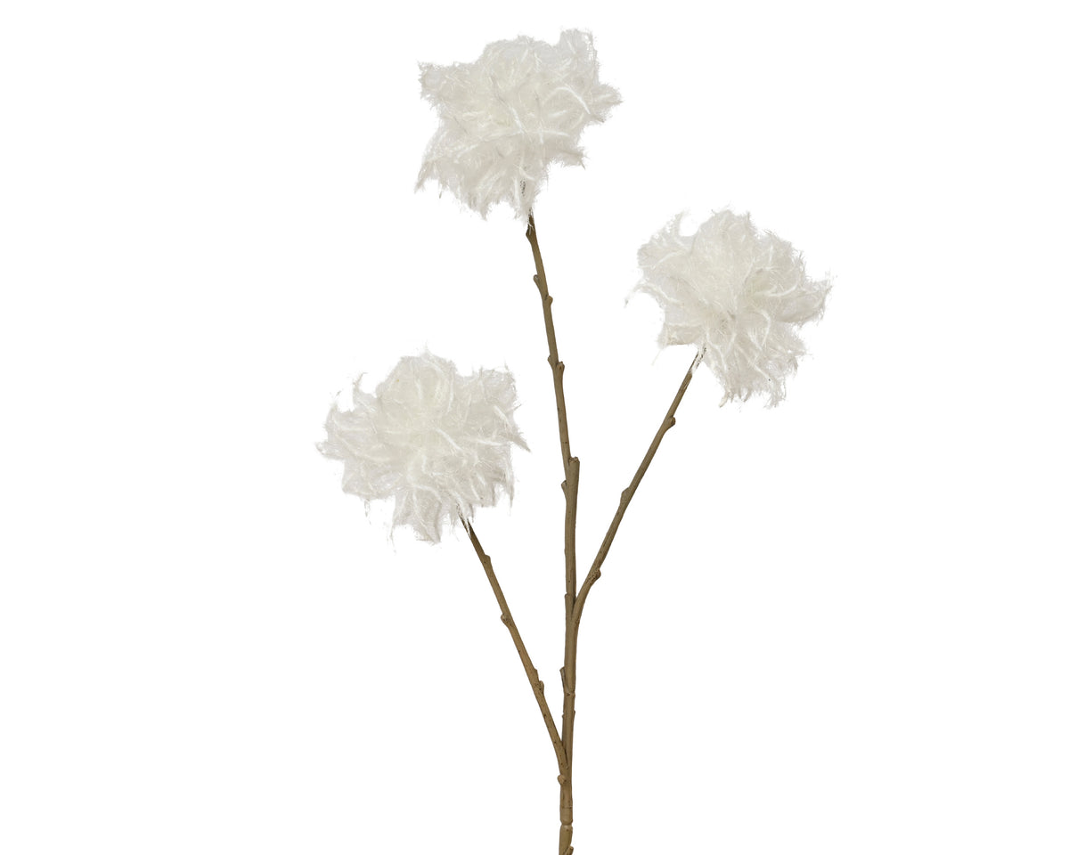 Fluffy snow spray seed ball on stem
