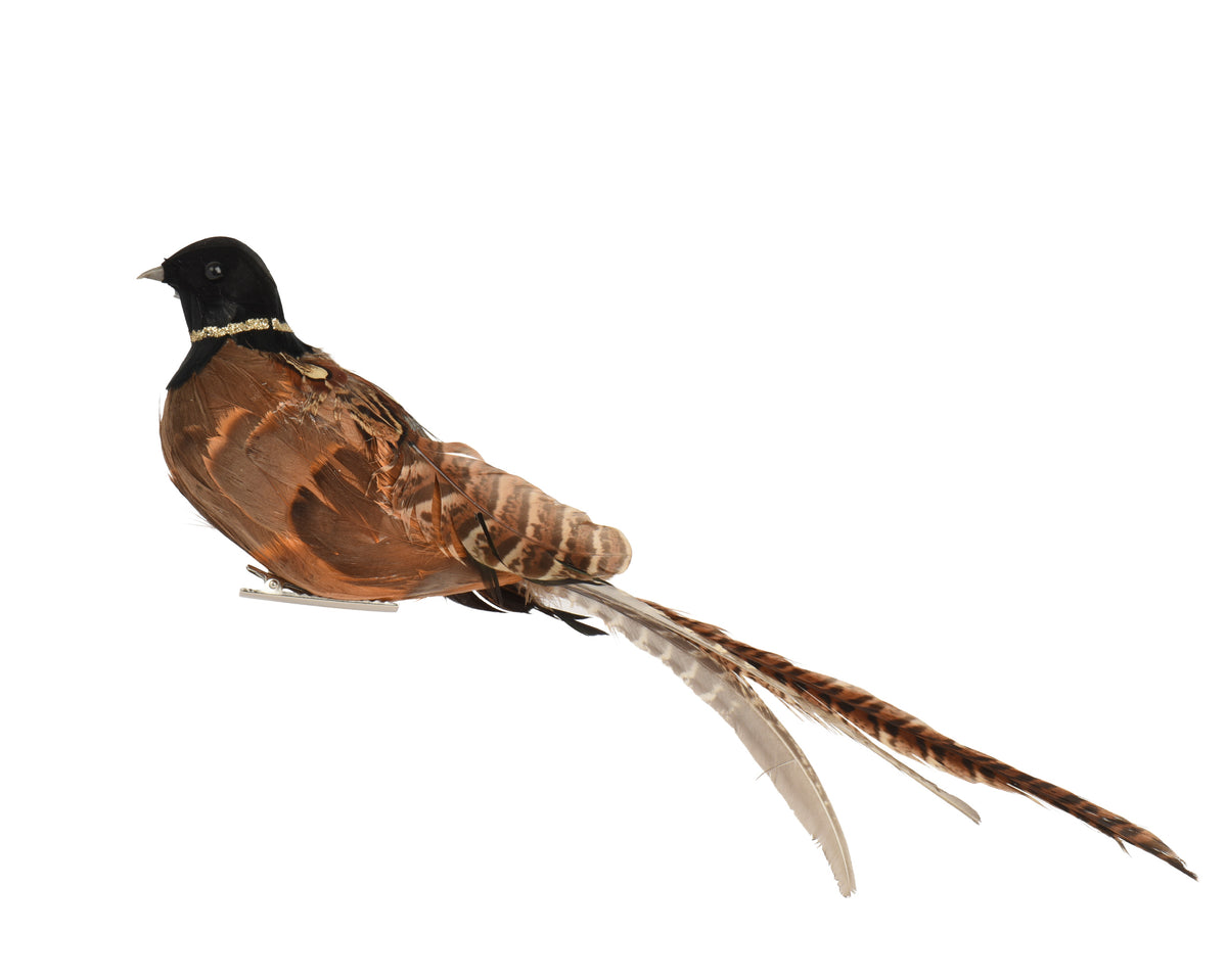 Glittered & feathered bird on clip