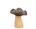 Brown top stoneware mushroom in reactive glaze